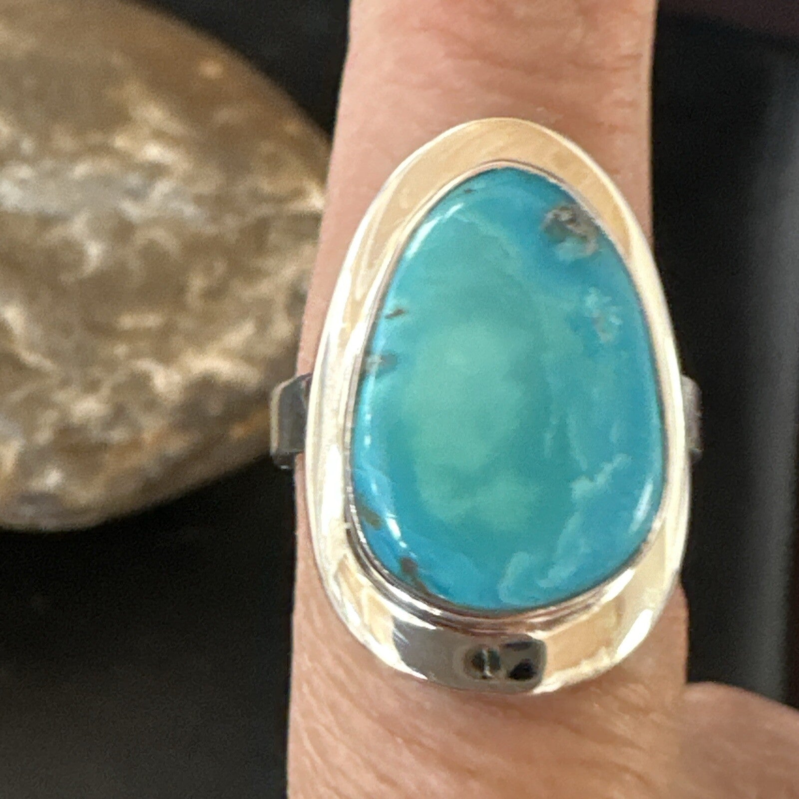 WoMens Sterling Silver Robin Egg Blue Kingman Turquoise Ring Size 9 17733