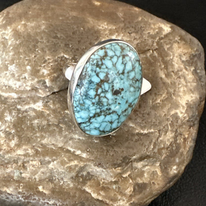 Blue Turquoise#8 Southwestern Sterling Silver Ring Size 7 19739