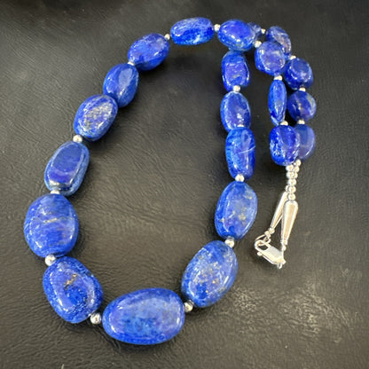 Mens Womens Lapis Lazuli Navajo Sterling Silver 21” Necklace 17750