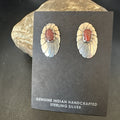 Old Pawn Navajo Purple Spiny Oyster Stamped Earrings | Sterling Silver | Authentic Native American Handmade | 19098