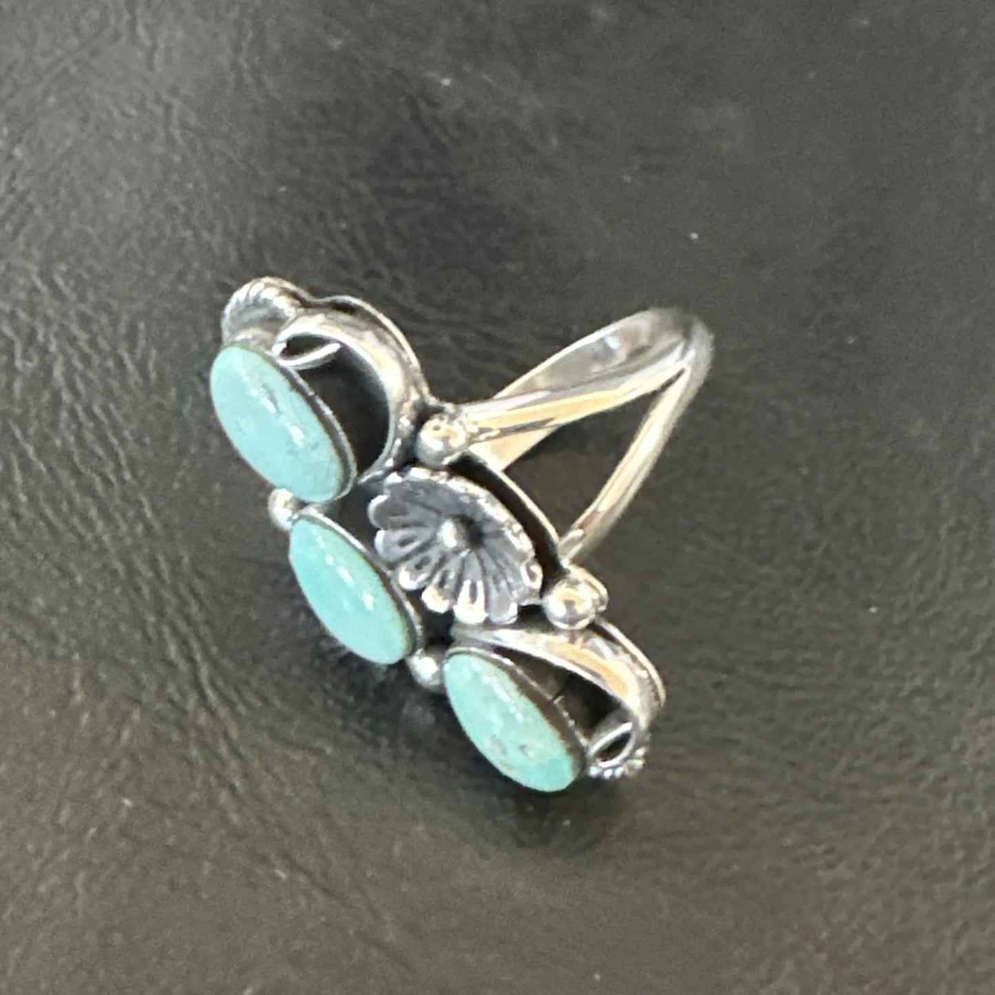 3 Besties Ring Green Turquoise Navajo Sterling Silver Cluster Size 8.5 19158