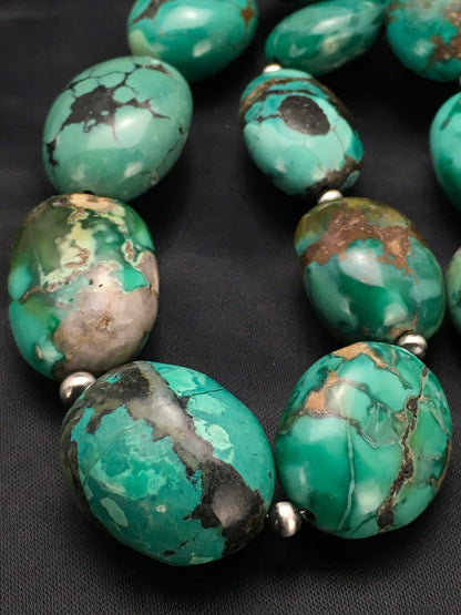 Royston Turquoise Chunky Navajo Sterling Silver Necklace 18" 2962