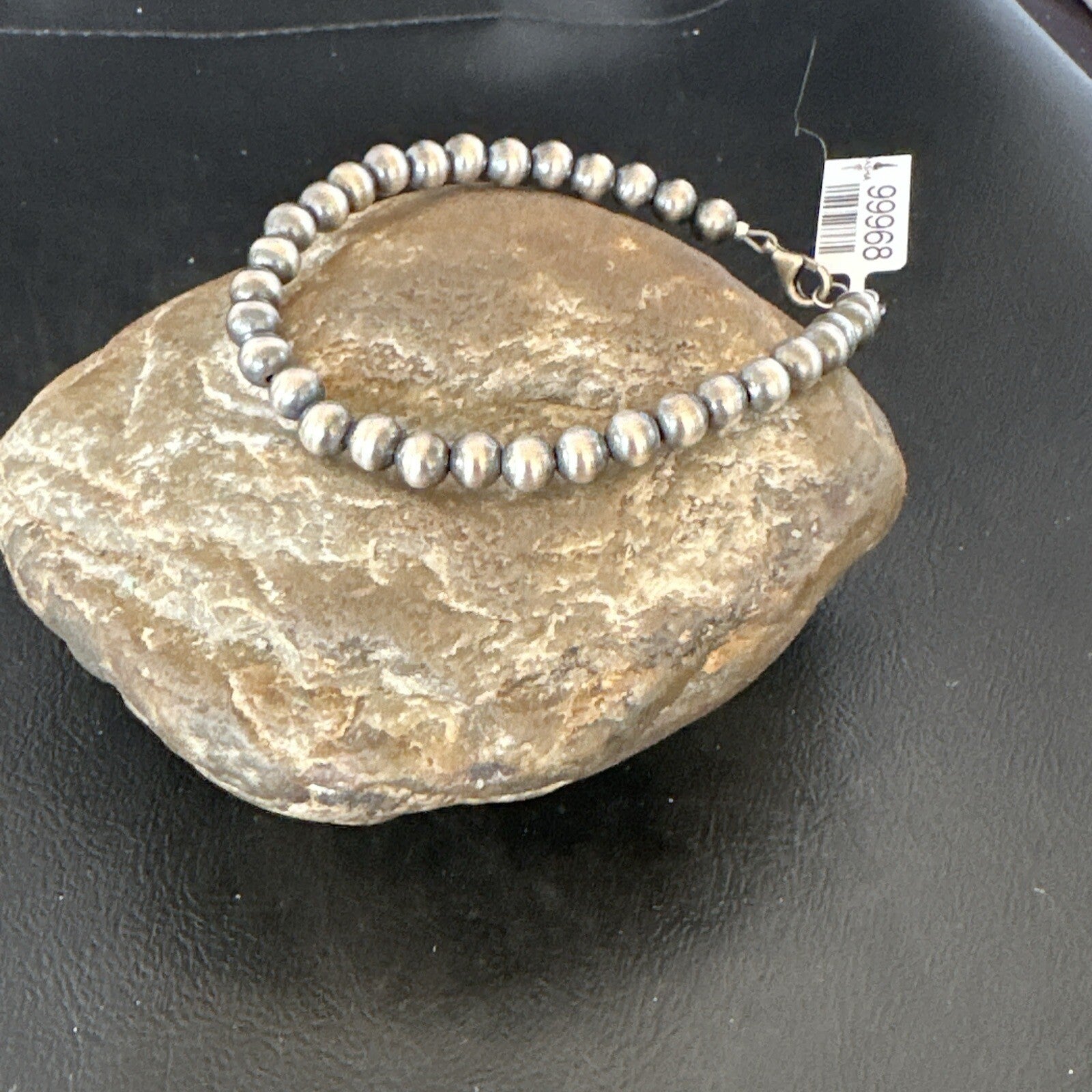Native American Navajo 6mm Beads 7” Sterling Silver Bracelet 99967