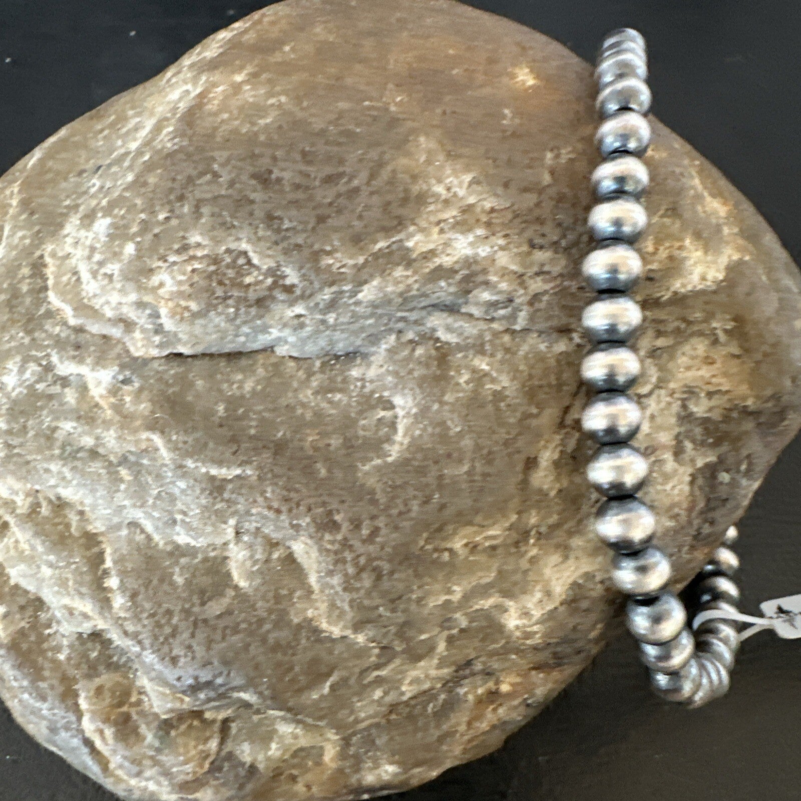 Stretch Navajo 5mm Beads 8” Sterling Silver Bracelet 90503
