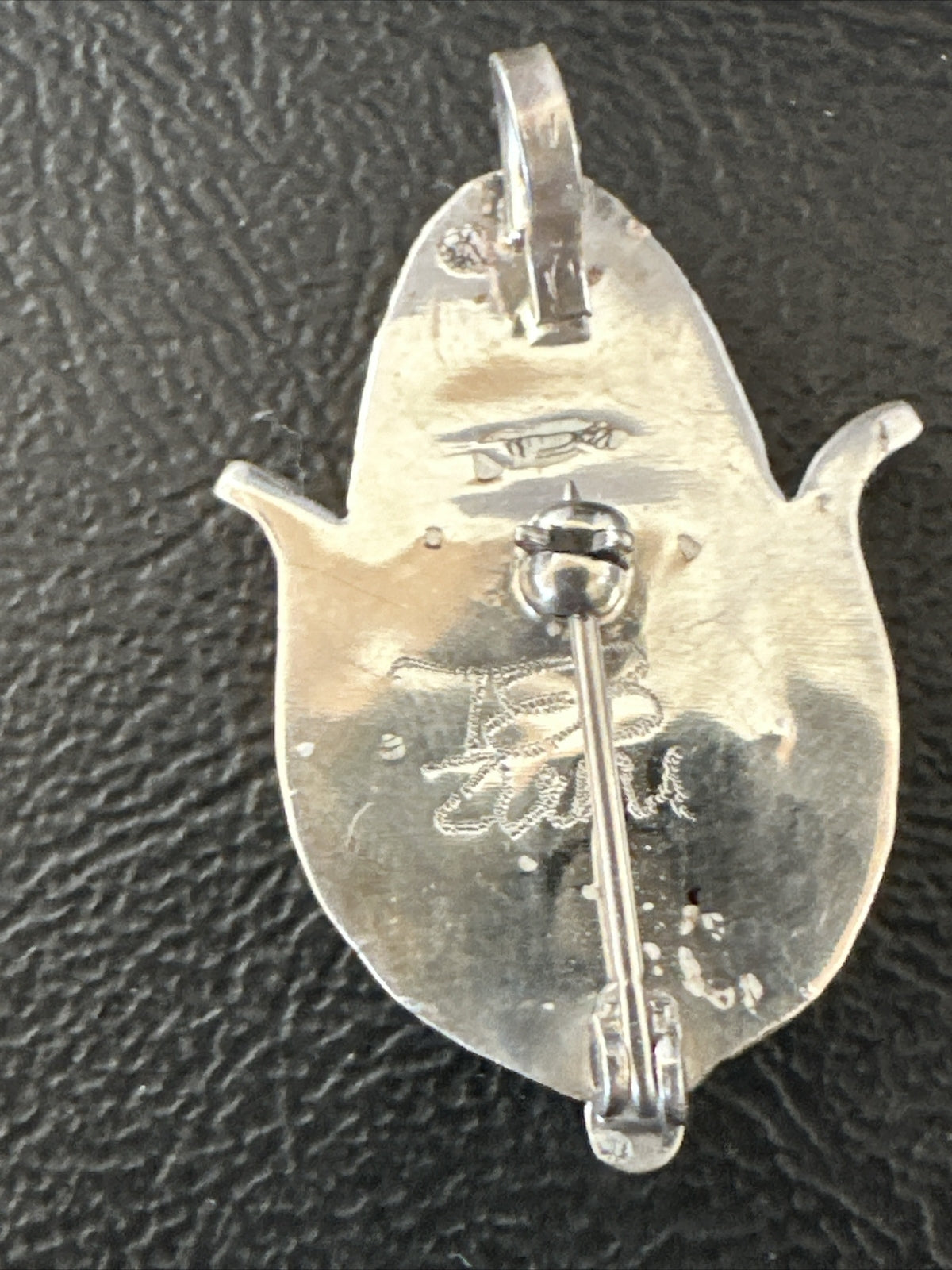 CORN INLAY Blue Turquoise MOP Spiny Zuni Sterling Silver Pin Pendant 17850