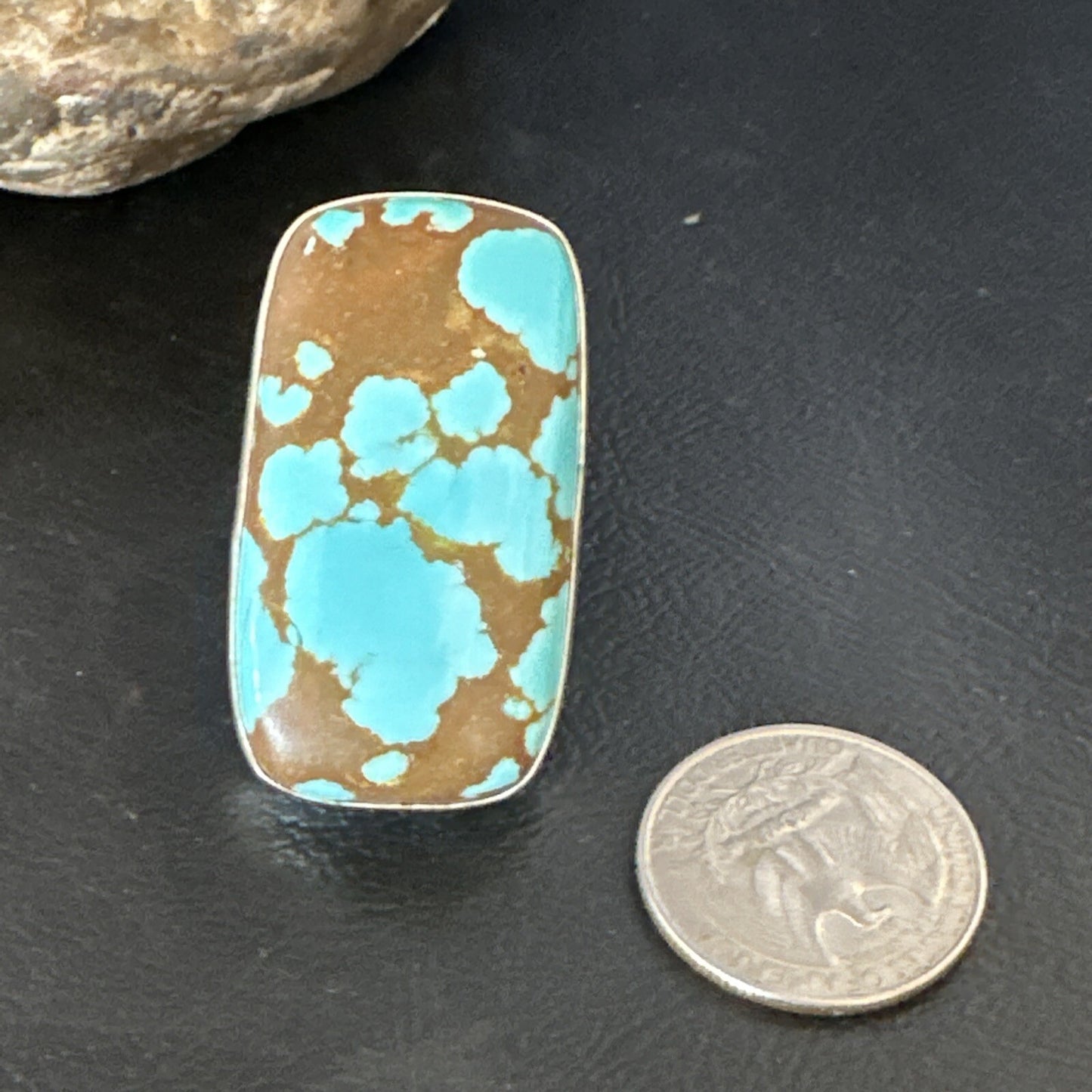 Blue Turquoise #8 Navajo Sterling Silver Ring Size 7 14961