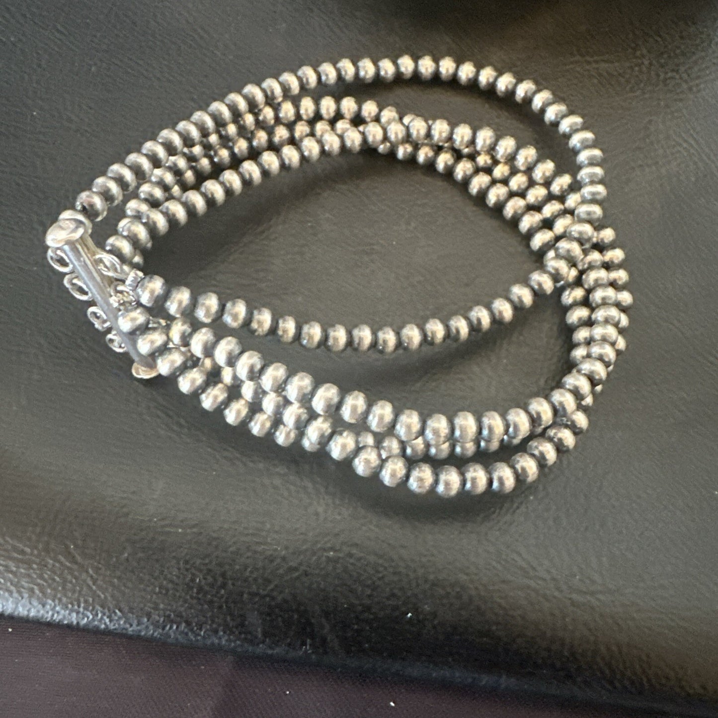 Southwestern Sterling Silver Beads 8" 4 Strand Bead Bracelet 18577