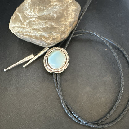 Mens Blue Dry Creek Turquoise Navajo Sterling Silver Bolo Tie 19054