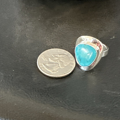 Southwestern Sterling Silver Blue Kingman Turquoise Ring Size 7 18506