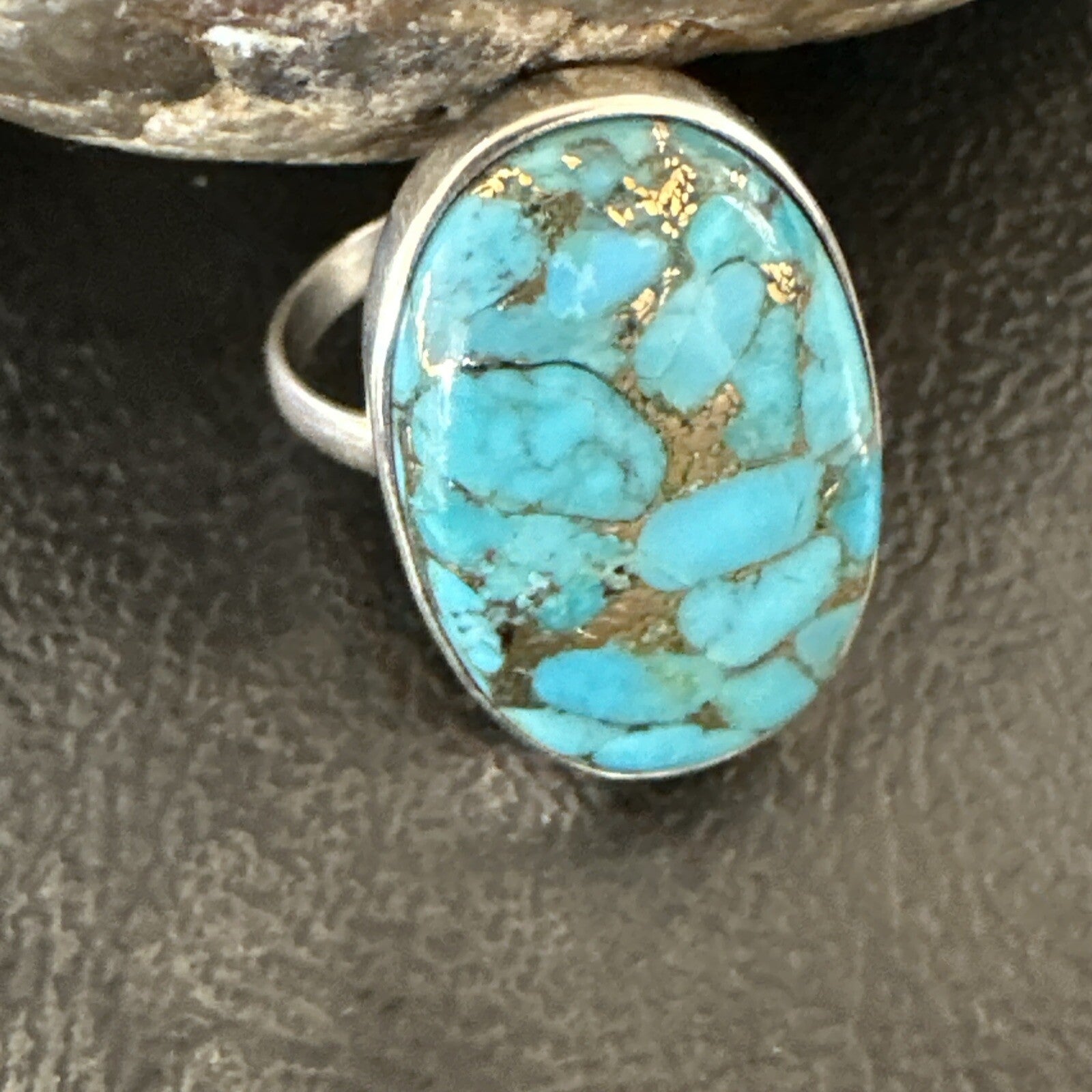 Mohave Native Navajo Sterling Silver Blue Turquoise Ring Sz 7 18241