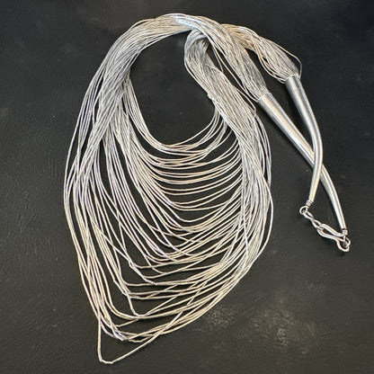 Statement Graduated Bib Heishi Liquid Sterling Silver 49S Necklace 28” 17768