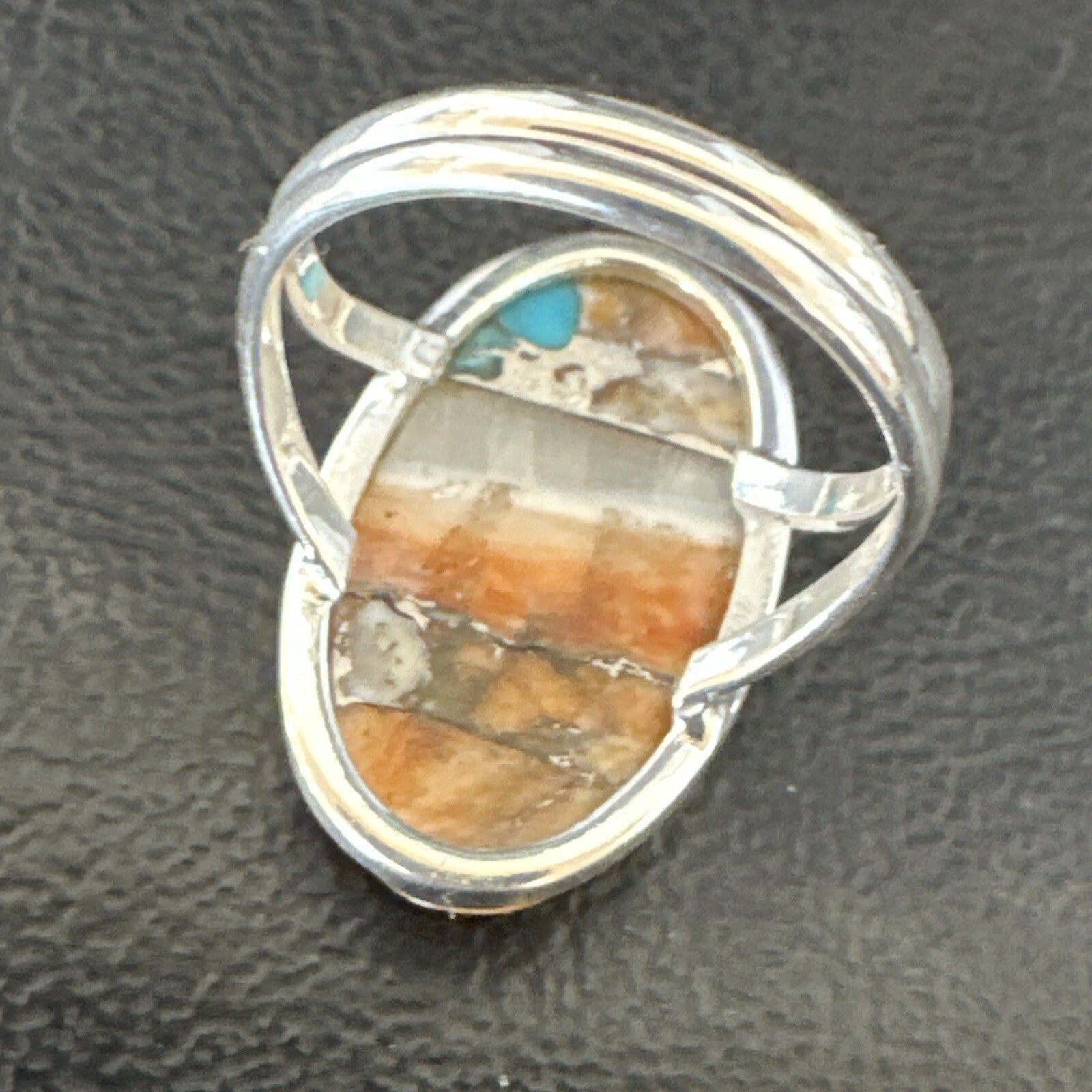 Blue Turquoise Spiny Oyster Navajo Sterling Silver Ring Size 8 18251