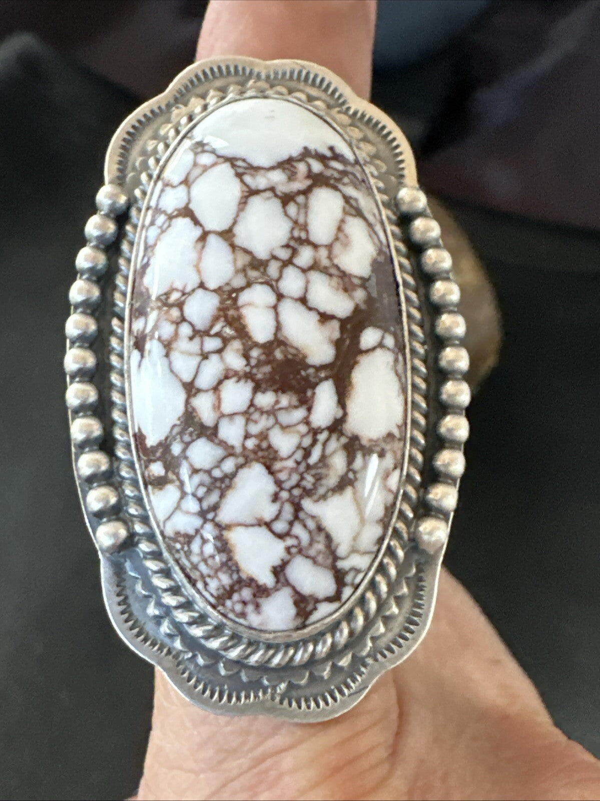 Mens Womens Wild Horse Turquoise Navajo Sterling Silver Ring Sz 8 18722