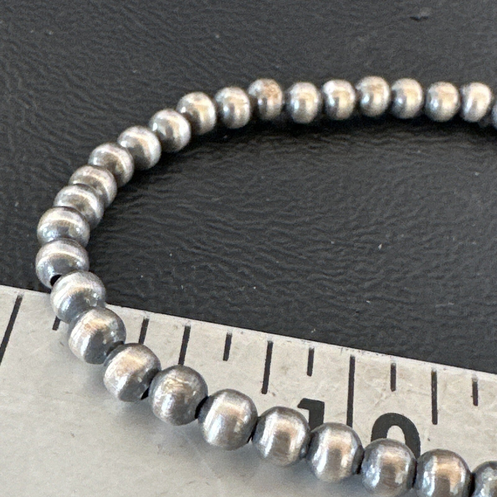 Stretch Navajo 4mm Beads 7” Sterling Silver Bracelet 90402