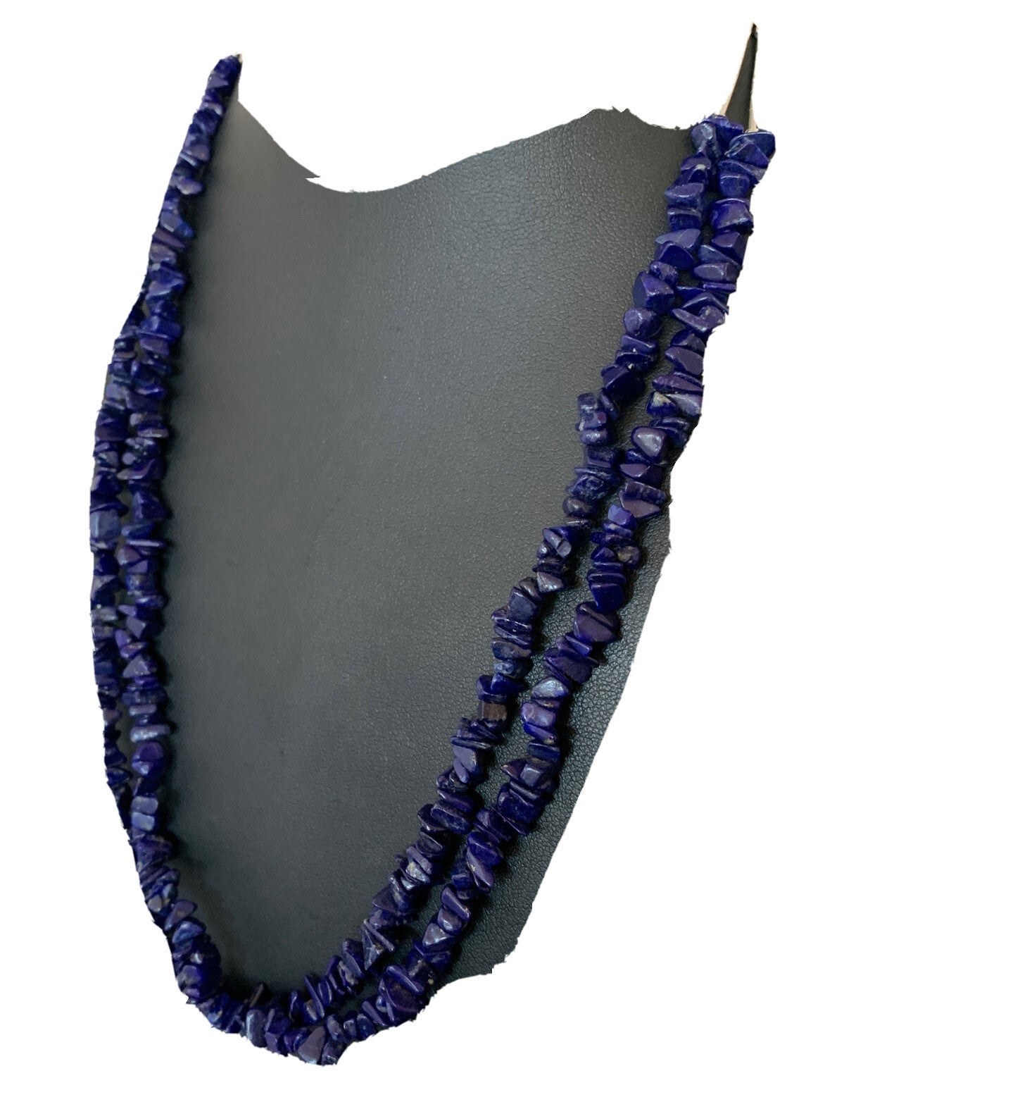 Blue Lapis Bead Liquid Heishi 2 Strands Sterling Silver Tubes Necklace 00853