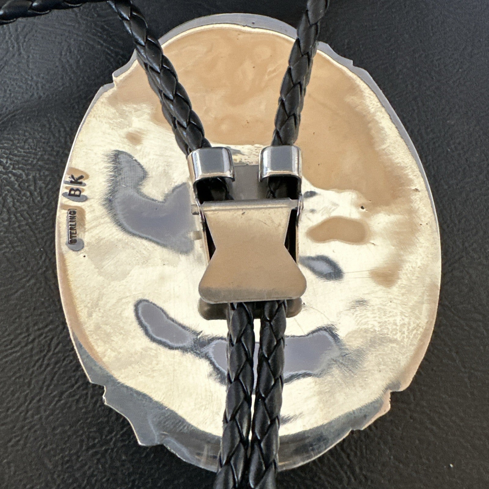 XL Mens Stamped Cutout Bear Navajo Sterling Silver Bolo Tie BK 19120