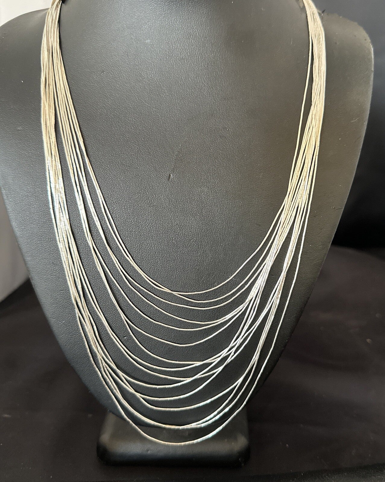 Graduated Bib Heishi Liquid All Sterling Silver 15S Necklace 24" 17242