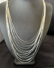 Graduated Bib Heishi Liquid All 15S Necklace 24" | Sterling Silver | Authentic Native American Handmade | 17242