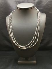 Navajo 4mm Bead 3 Strand 21"Necklace | Sterling Silver | Authentic Native American Handmade