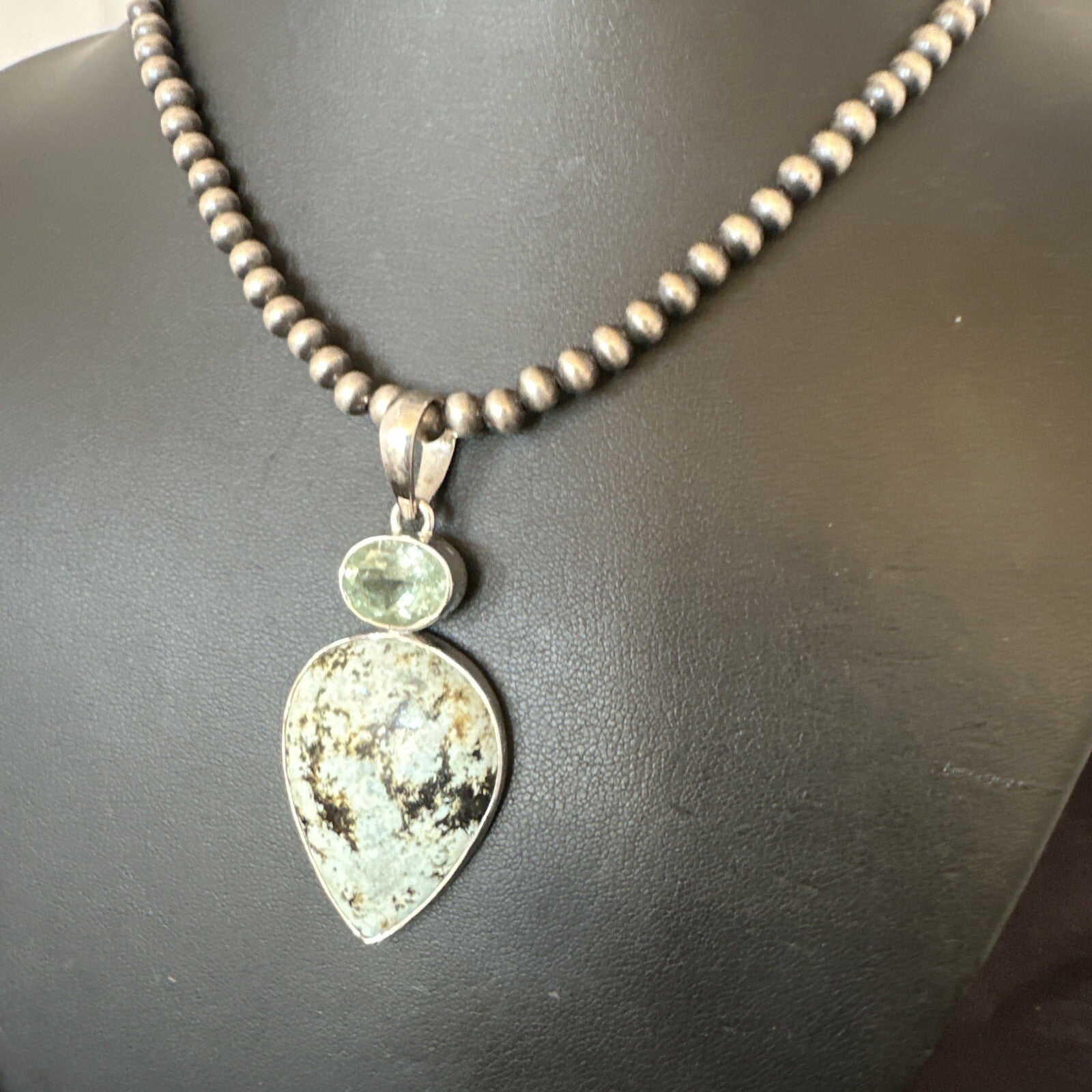 Womens Dry Creek Turquoise Topaz Pendant Navajo Sterling Silver Necklace 19744