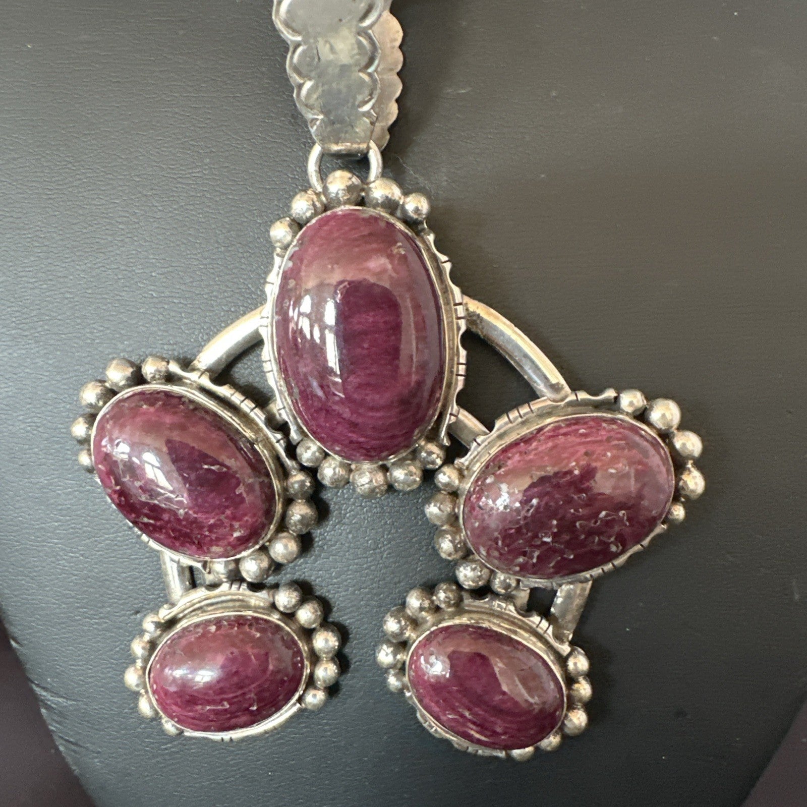 Navajo Purple Spiny Oyster Pendant Necklace Naja Sterling Silver 20" 19029