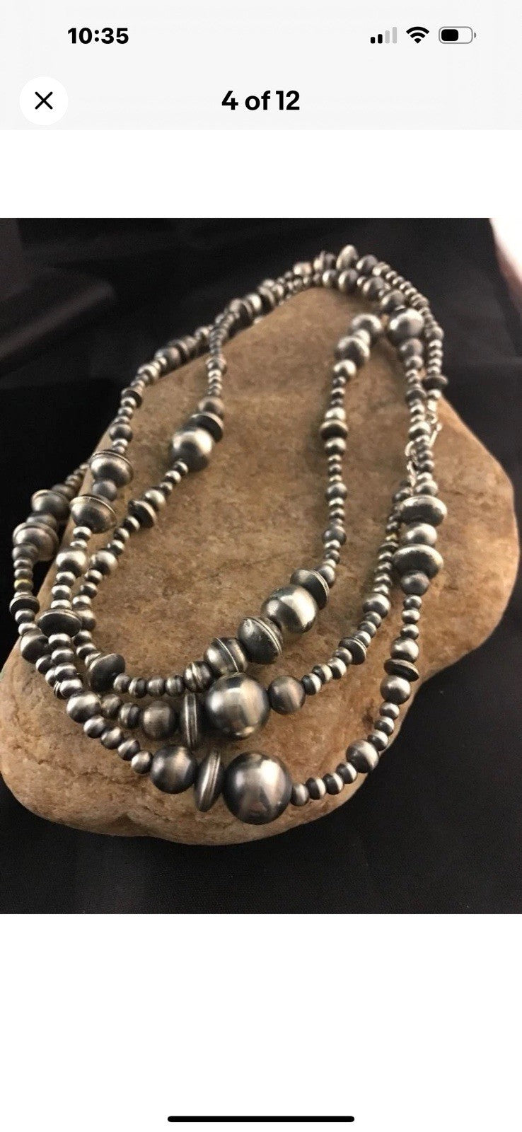 48” Long Navajo Pearls Mixed Bead Sterling Silver Necklace