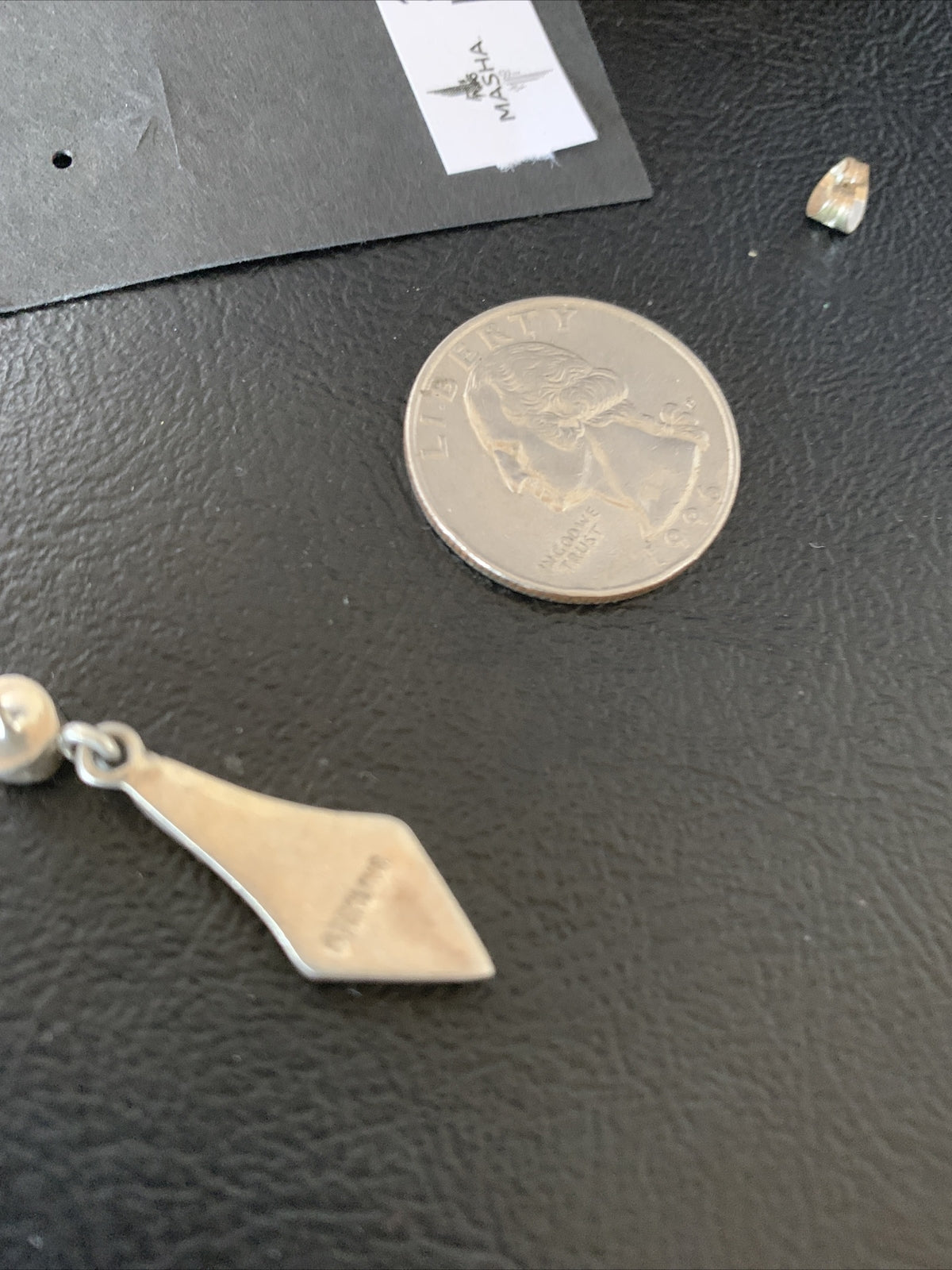 Native Pava Shell Minimalist Navajo Sterling Silver Inlay Earrings 1" 13071