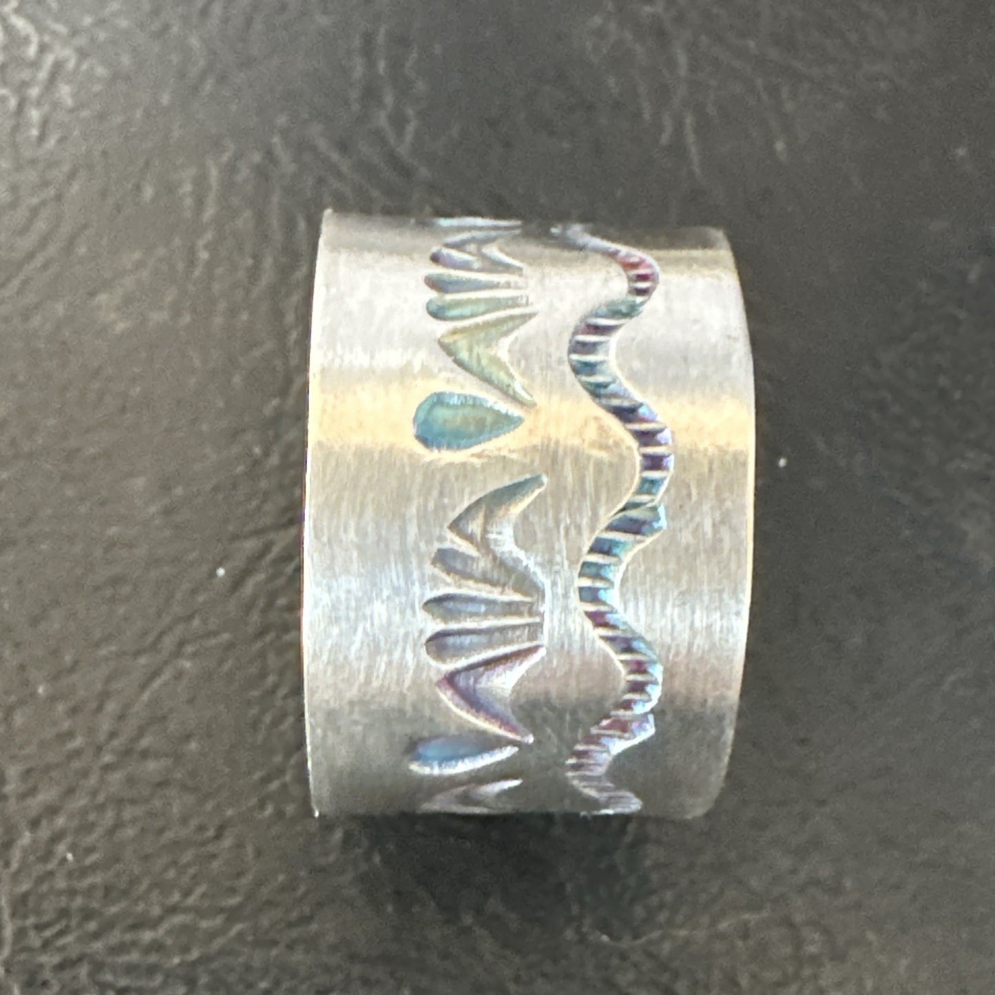 Mens Wedding Wide Band Navajo Stamped Sterling Silver Ring Size 14 19066