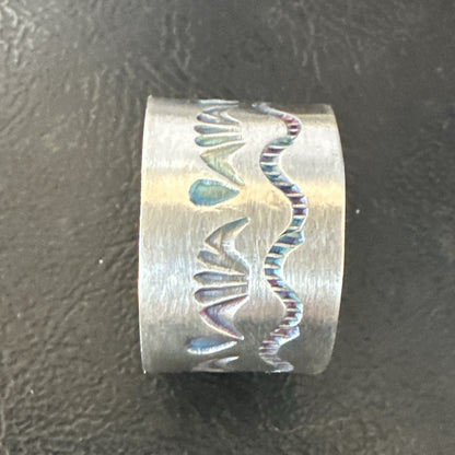 Mens Wedding Wide Band Navajo Stamped Sterling Silver Ring Size 14 19066