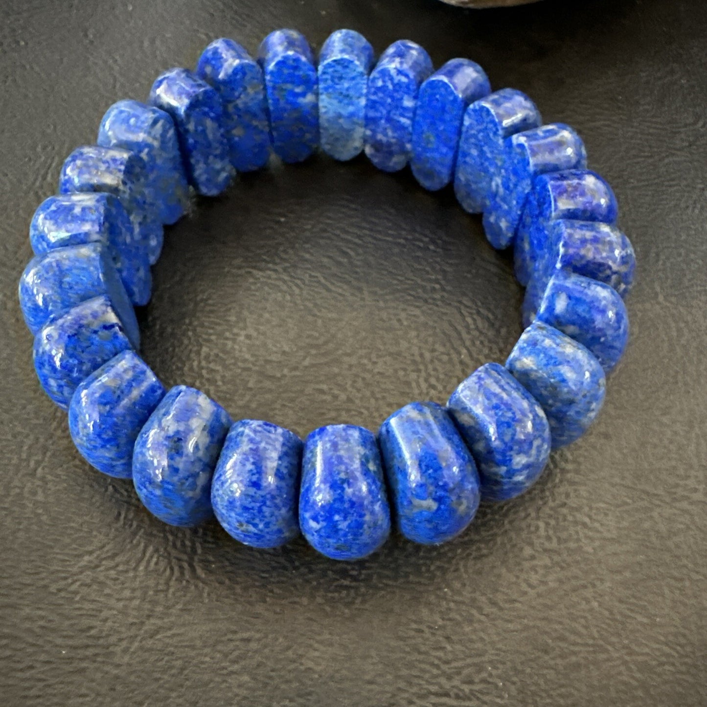 Mens Womens Blue Lapis Lazuli Stretch Bead Bracelet 7” 18861