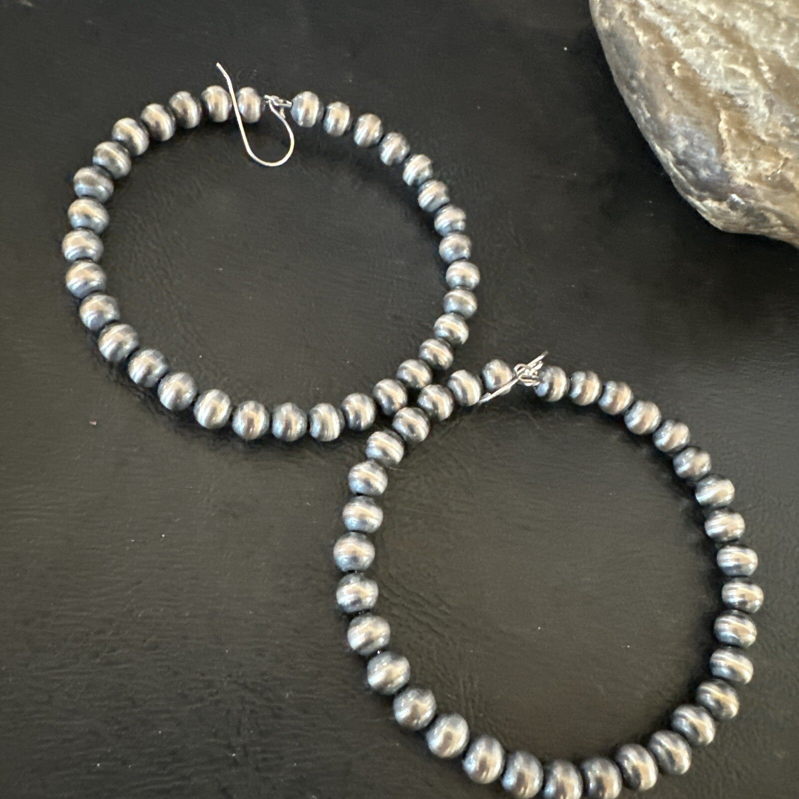 6mm Sterling Silver Beads Stainless Steel Wire Earrings 2.5” 17786
