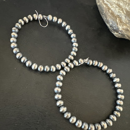 6mm Sterling Silver Beads Stainless Steel Wire Earrings 2.5” 17786
