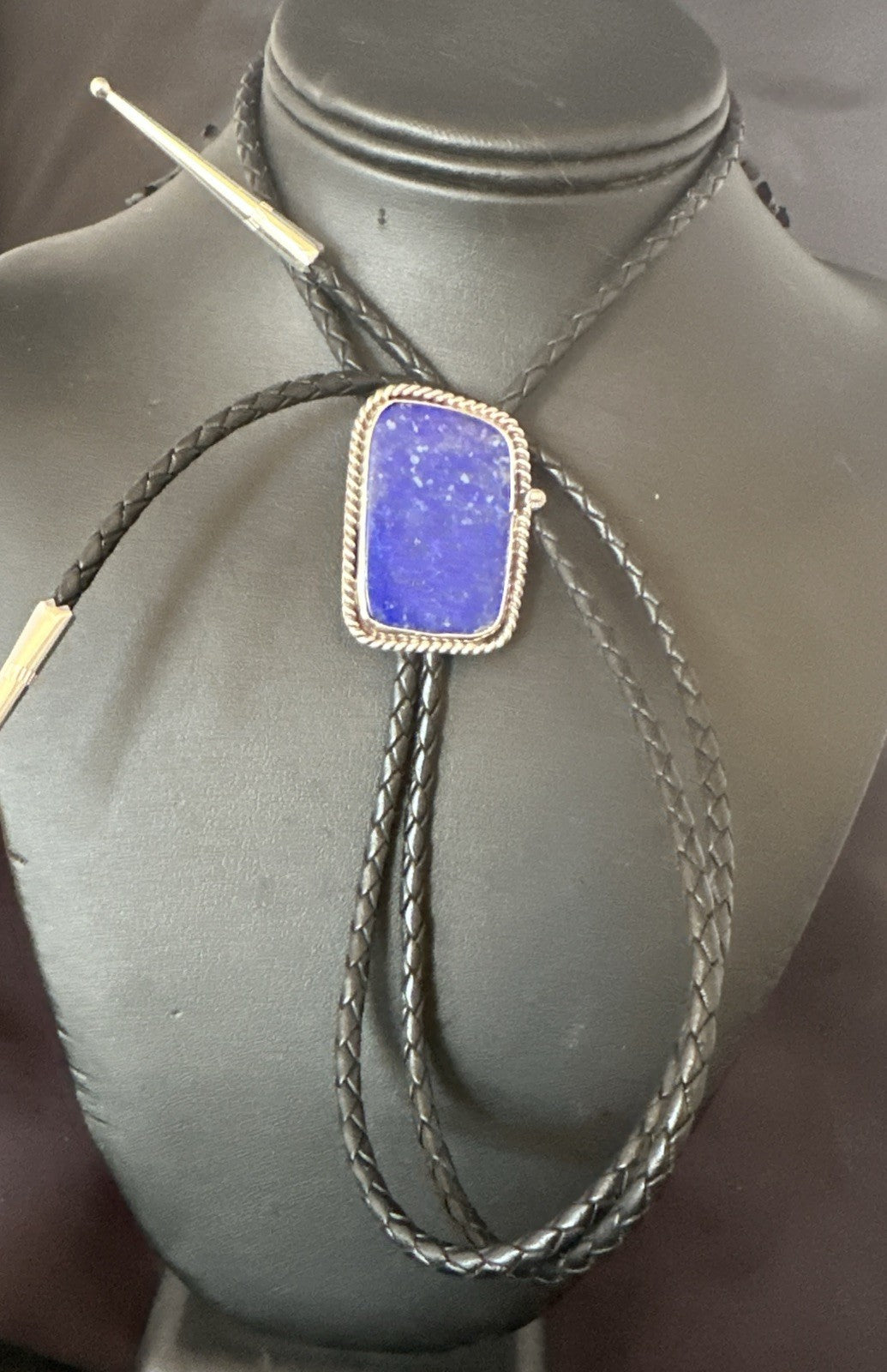 Mens Blue Lapis Lazuli Navajo Sterling Silver Bolo Tie A Toledo 19052