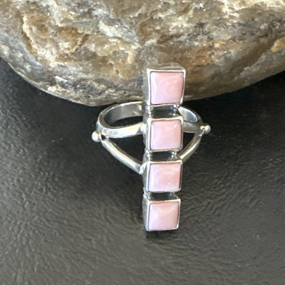 Gorgeous Square Pink Conch Cluster Ring Handmade Navajo Sz 9 18782