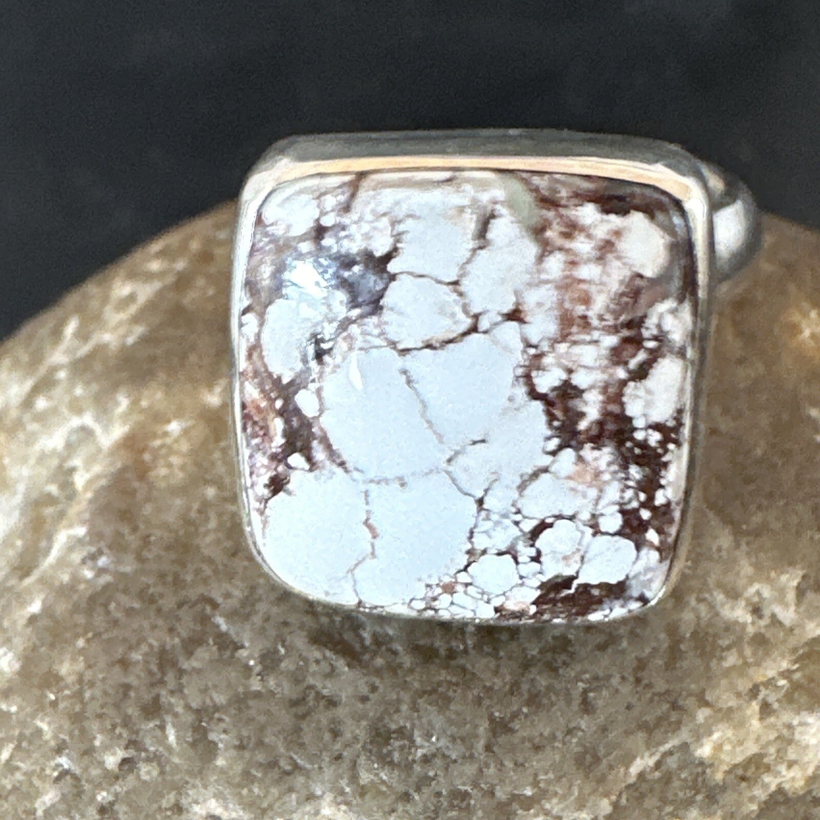 Mens Womens Wild Horse Turquoise Navajo Sterling Silver Ring Sz 7 17346