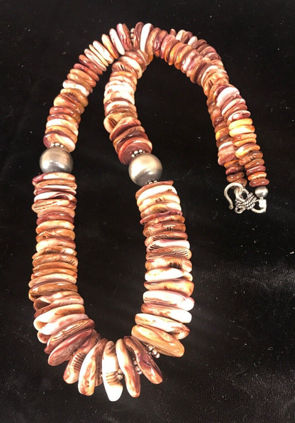 Purple Spiny Oyster Navajo Pearls Sterling Silver Native American Necklace 08485