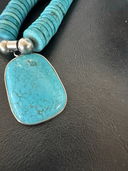 Old Pawn Turquoise Necklace Heavy Blue Old Pawn Santo Domingo Southwest 19442