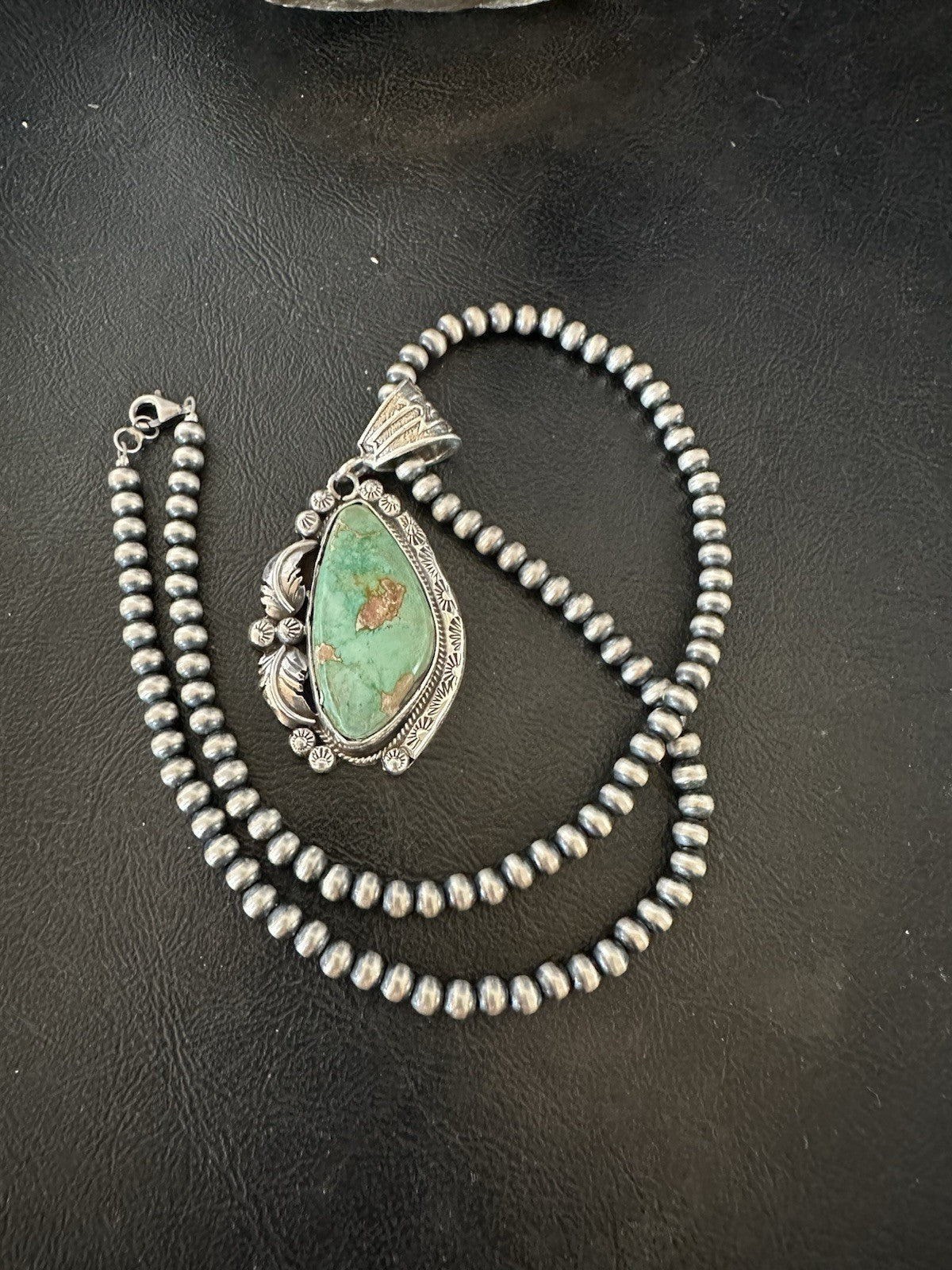 WoMens Navajo Pearls Sterling Silver Royston Turquoise Necklace Pendant 19364