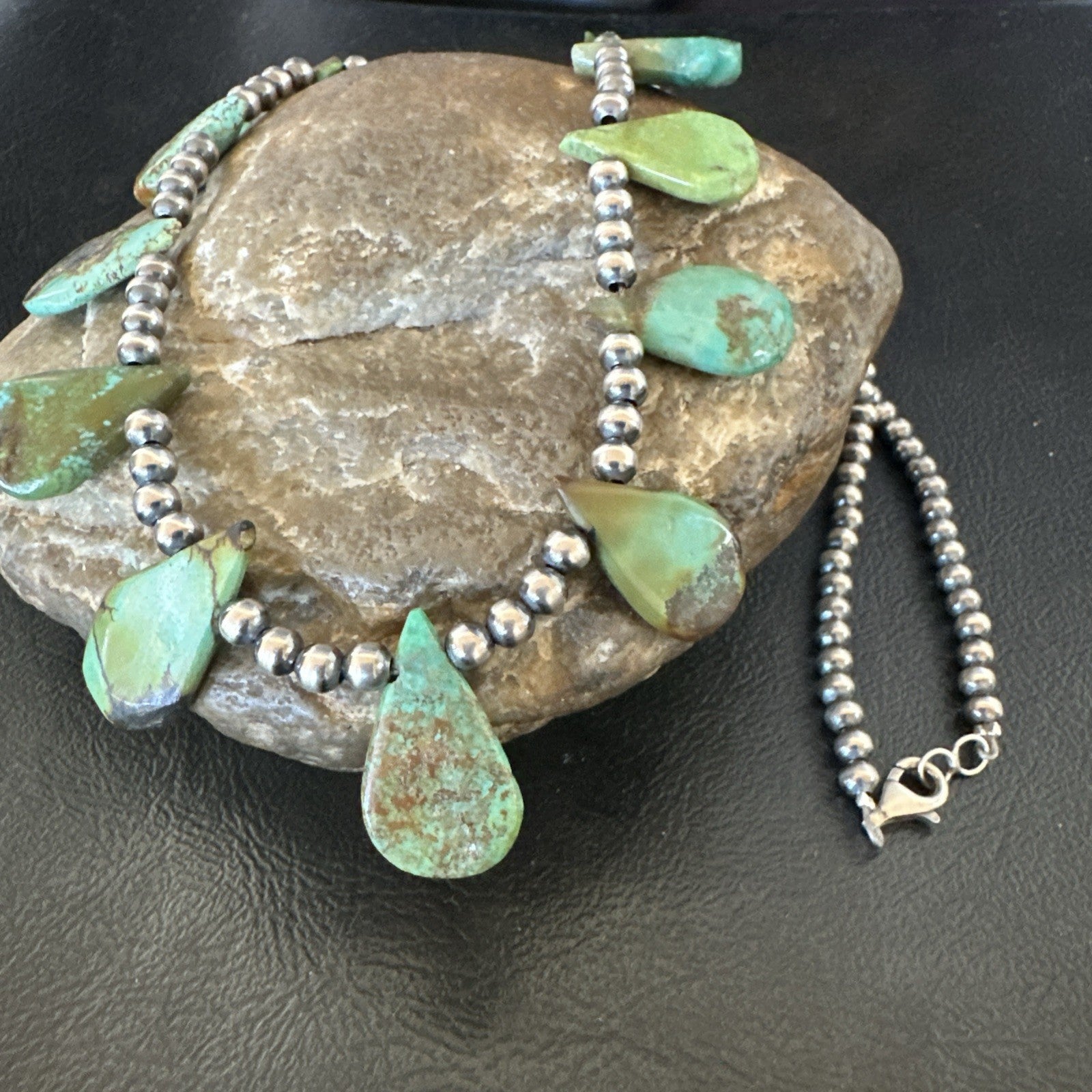 Navajo Pearls Sterling Silver Royston Turquoise 20" Necklace 00484