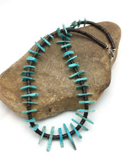 Navajo Green Turquoise Bone Bead Necklace 20" | Sterling Silver | Authentic Native American Handmade | 4044