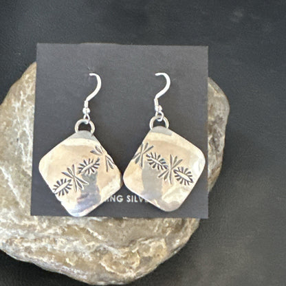 Native American Indian Navajo Stamped Sterling Silver Earrings Set 4754