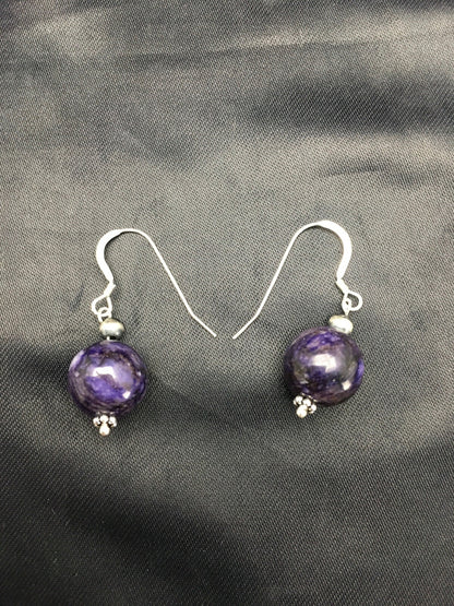 Denim Lapis Chunky Southwestern Sterling Silver Dangle Earrings 02804
