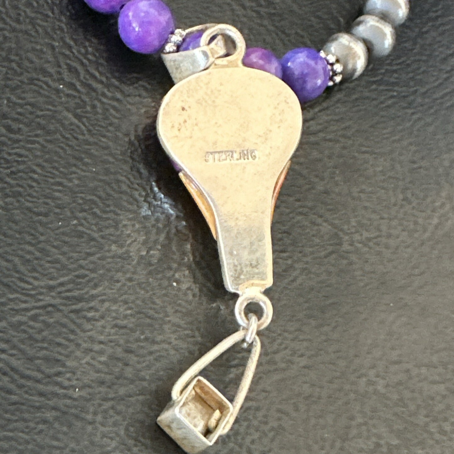 Balloon Orange Spiny Purple Pendant Navajo Sterling Silver Necklace 22" 18344