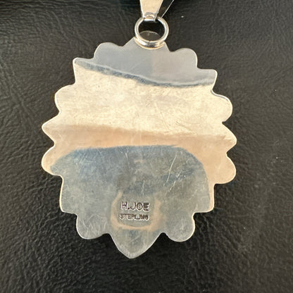 Blue Turquoise Navajo Sterling Silver Cluster Round Pendant Necklace 2”19660