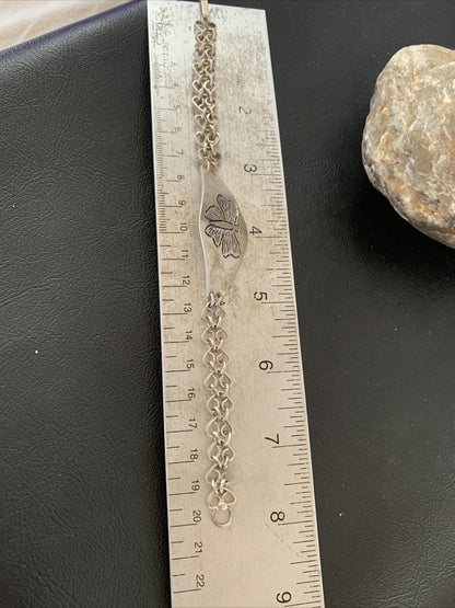 Butterfly Navajo Sterling Silver Old Pawn Link Bracelet 01467