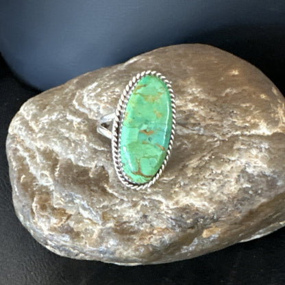 Navajo Sterling Silver Green Mohave Turquoise Ring Sz 8 19111