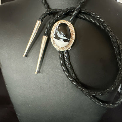 Mens BOLO TIE WHITE BUFFALO TURQUOISE Sterling Silver Navajo 1" 19123