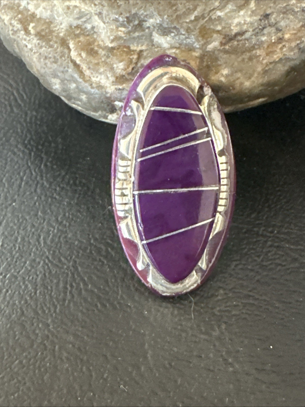 Beautiful Purple Sugilite Navajo Ring Inlay Sz 7.5 19813