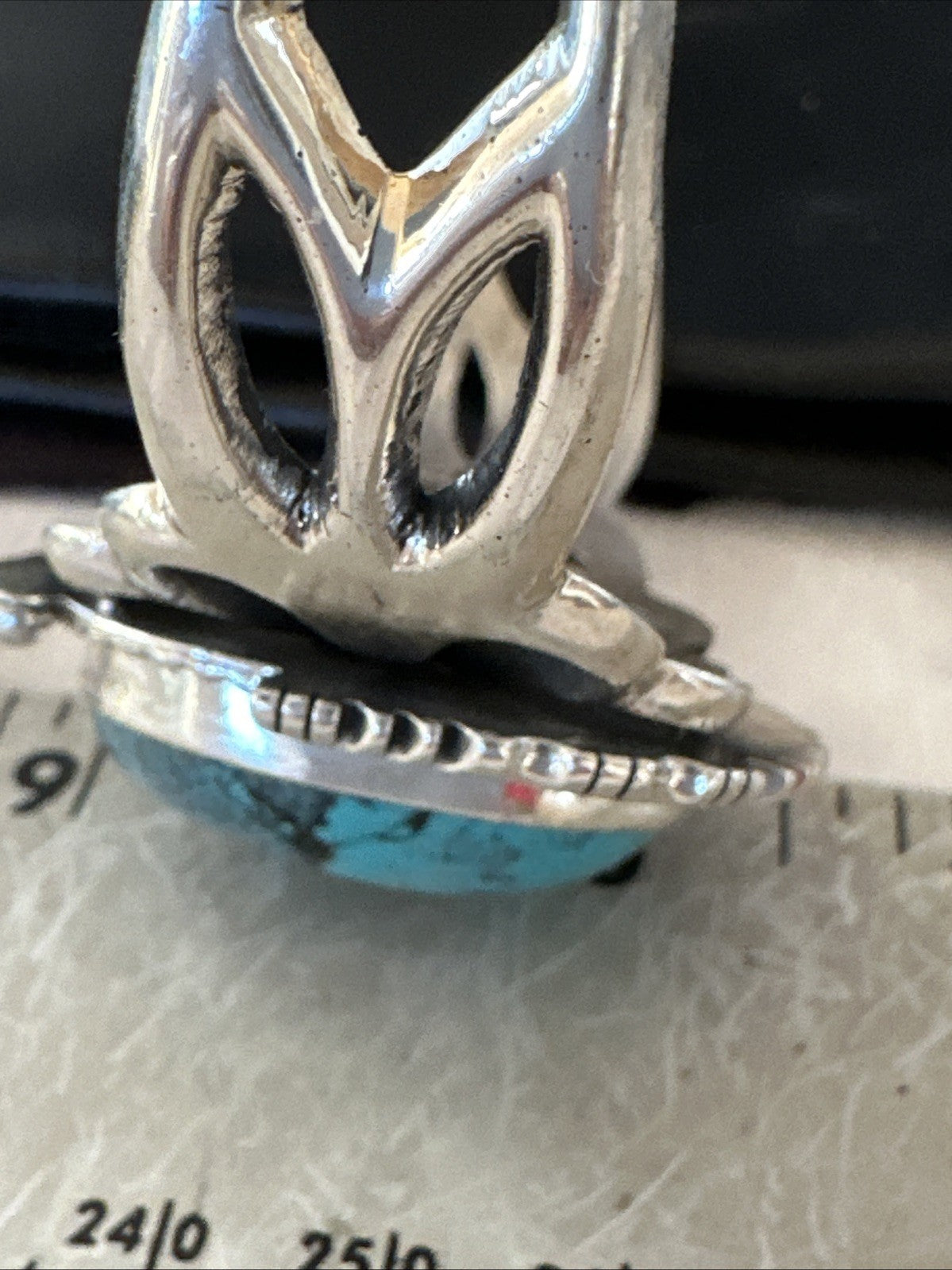 Yazzie Mens Blue Turquoise Navajo Sterling Silver Tufa Cast Cuff Bracelet 19693