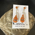 Women's Opal Spiny Oyster Inlay Navajo Dangle Earrings | Sterling Silver | Authentic Native American Handmade | 19135